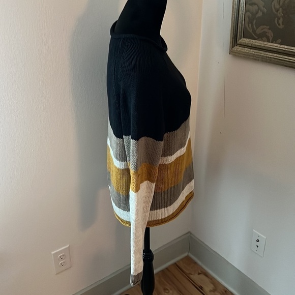 RDI loose knit mock neck long sleeve stripe sweater Sz Large - Picture 4 of 6